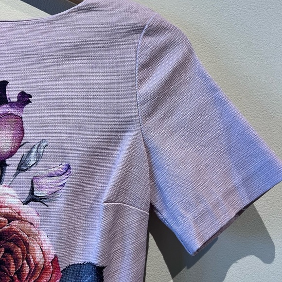 ASOS Petite Floral Sheath Dress V Back Purple Size US 2 XS - Picture 6 of 13